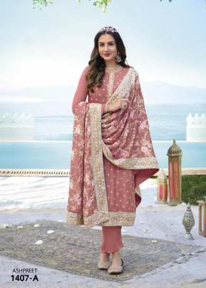 Heavy Faux Georgette With Embroidery And Mirror Work Designer Suit Jaipur Pink Color DN 1407