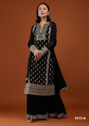 Heavy Faux Georgette With Embroidery Work And Sequence Work Palazzo Suit Black Color DN 1015