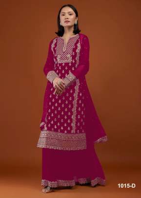 Heavy Faux Georgette With Embroidery Work And Sequence Work Palazzo Suit Rani Color DN 1015