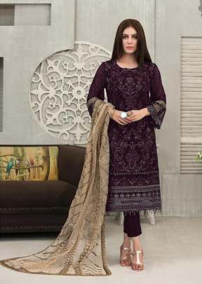 Heavy Faux Georgette With Heavy Embroided Pakistani Suit Wine Color DN 8124