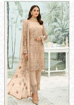 Heavy Faux Georgette With Heavy Embroidered Pakistani Suit Chiku Color DN 9108