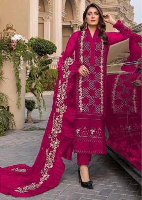 Heavy Faux Georgette With Heavy Embroidery Work Pakistani Suit Rani Color DN 9103