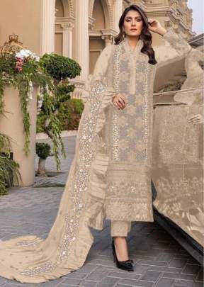 Heavy Faux Georgette With Heavy Embroidery Work Pakistani Suit Chiku Color DN 9103