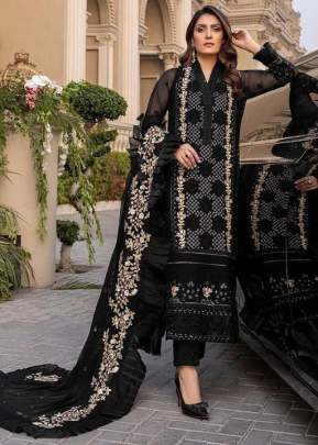 Heavy Faux Georgette With Heavy Embroidery Work Pakistani Suit Black Color DN 9103