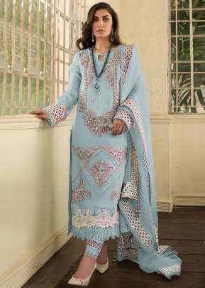 Heavy Faux Georgette With Heavy Embroidery Work And Stone Work Pakistani Suit Sky Color DN 9102