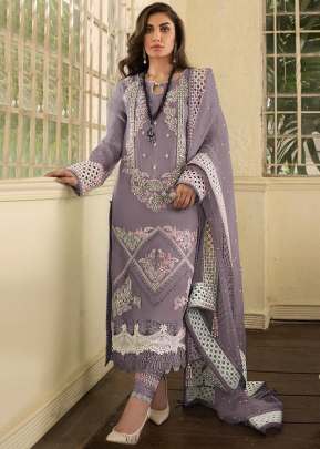 Heavy Faux Georgette With Heavy Embroidery Work And Stone Work Pakistani Suit Purple Color DN 9102