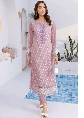 Heavy Faux Georgette With Heavy Embroidery Cotton Sequence Work Pakistani Suit Pink Color DN 1013