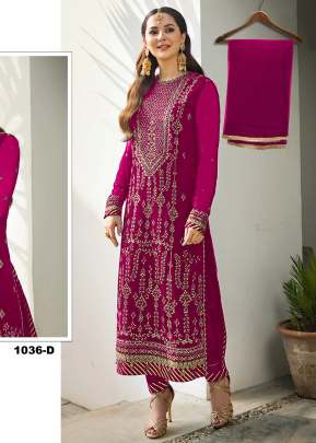 Heavy Faux Georgette With Heavy Embroidery And Sequence Work Pakistani Suit Dark Pink Color DN 1036