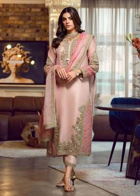 Heavy Faux Georgette With Peding With Embroidered Sequence Work Pakistani Suit Pink Color DN 1019