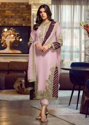 Heavy Faux Georgette With Peding With Embroidered Sequence Work Pakistani Suit Purple Color DN 1019