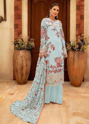 Heavy Foux Georgette Designer Pakistani Suit Sky Color DN 8110