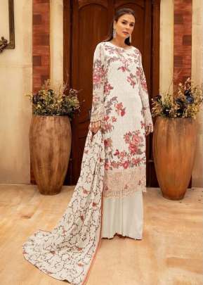 Heavy Foux Georgette With Embroidery Work Pakistani Suit Off White Color DN 8110