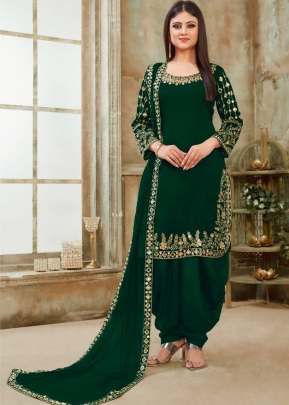 Heavy Fox Georgette With Embroidery Work Patiyala Suit Green Color DN 92001