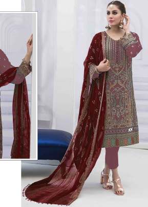 Heavy Fox Georgette With Embroidery Sequence Work Pakistani Suit Dusty Pink Color DN 1027