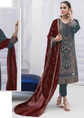 Heavy Fox Georgette With Embroidery Sequence Work Pakistani Suit Rama Color DN 1027