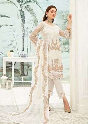 Heavy Fox Georgette With Heavy Embroidery Work Pakistani Suit White Color Dn 7111