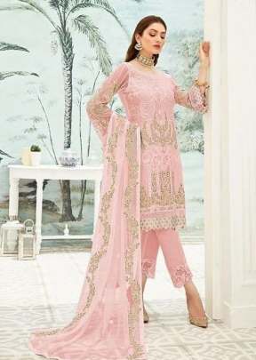 Heavy Fox Georgette With Heavy Embroidery Work Pakistani Suit Pink Color Dn 7111