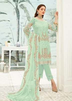 Heavy Fox Georgette With Heavy Embroidery Work Pakistani Suit Light Pista Color Dn 7111