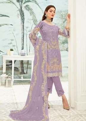 Heavy Fox Georgette With Heavy Embroidery Work Pakistani Suit Purple Color Dn 7111