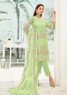 Heavy Fox Georgette With Heavy Embroidery Work Pakistani Suit Pista Green Color Dn 7111