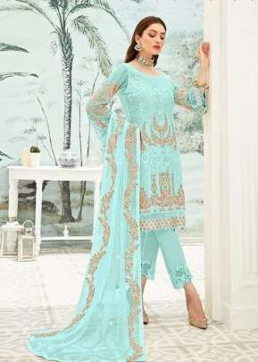 Heavy Fox Georgette With Heavy Embroidery Work Pakistani Suit Sky Color Dn 7111