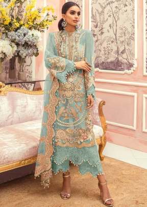 Heavy Georgette With Embroidered Pakistani Suit Sky Color DN 9113