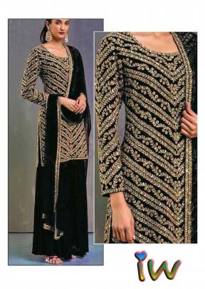 Heavy Georgette With Heavy Embroidery Work IW Pakistani Suit Black Color