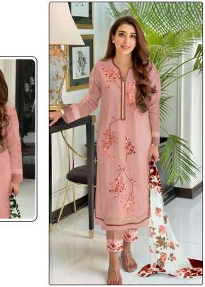 Heavy Georgette With Heavy Multi Embroidered And Hand Work Ready Made Pakistani Suit Peach Color DN 025