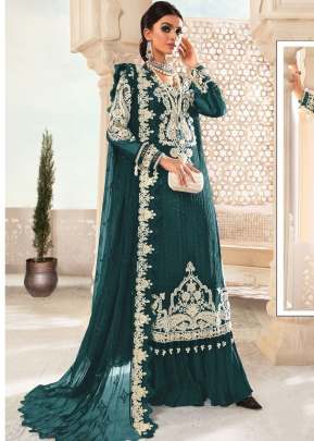 Heavy Georgette With Sequence Embroidery Work And Diamond Work Pakistani Suit Rama Color DN 145