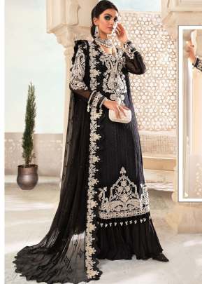 Heavy Georgette With Sequence Embroidery Work And Diamond Work Pakistani Suit Black Color DN 145