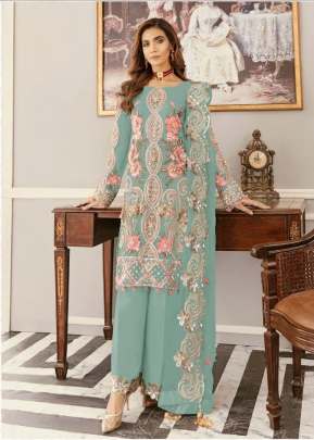 Heavy Net With Embroidery Designer Pakistani Suit Opal Color DN 8107