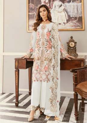 Heavy Net With Embroidery Designer Pakistani Suit White Color DN 8107