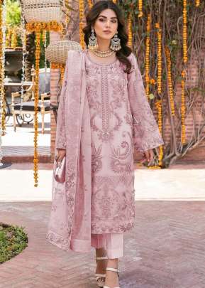 Heavy Organza With Heavy Embroidery With Sequence Work Pakistani Suit Pink Color DN 9786