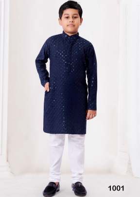 Heavy Rayon Chikankari Kids Wear Boy Kurta With Payjama Nevy Blue Color DN 1001