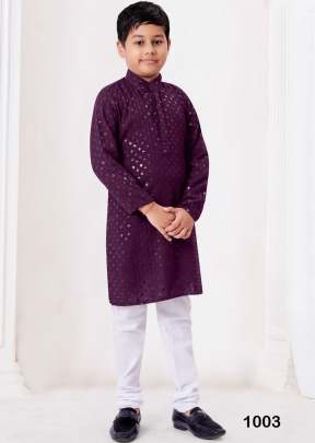 Heavy Rayon Chikankari Kids Wear Boy Kurta With Payjama Wine Color DN 1003