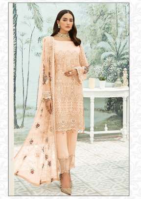 Heavy Faux Georgette With Heavy Embroidered Pakistani Suit Cream Color DN 9108