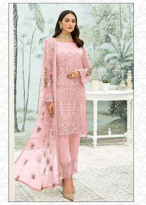 Heavy Faux Georgette With Heavy Embroidered Pakistani Suit Pink Color DN 9108