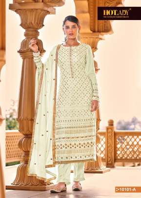 Hotlady Alankaar Party Wear Embroidery Designer Suits Off White Color DN 10101