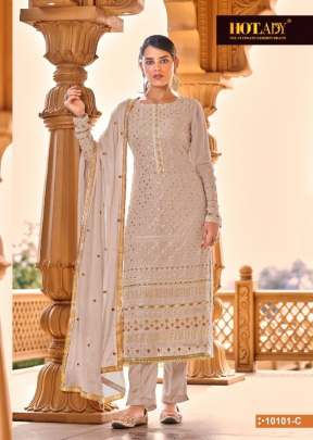 Hotlady Alankaar Party Wear Embroidery Designer Suits Cream Color DN 10101