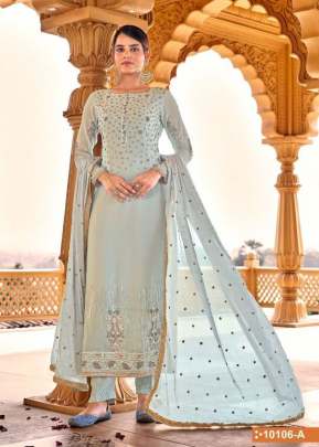 Hotlady Heavy Faux Georgette With Embroidery Work Designer Suit Grey Color DN 10106