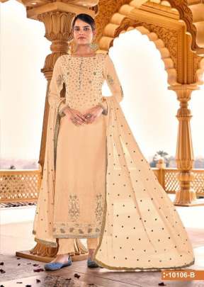 Hotlady Heavy Faux Georgette With Embroidery Work Designer Suit Light Peach Color DN 10106