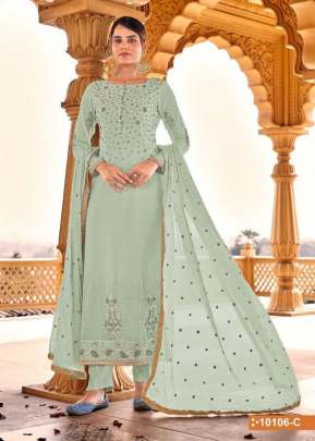 Hotlady Heavy Faux Georgette With Embroidery Work Designer Suit Light Pista Color DN 10106