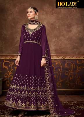 Hotlady Nasheen Heavy Faux Georgette With Embroidery Work Anarkali Suit Wine Color DN 7781