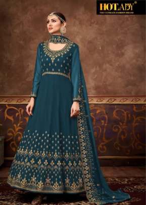 Hotlady Nasheen Heavy Faux Georgette With Embroidery Work Anarkali Suit Rama Color DN 7781