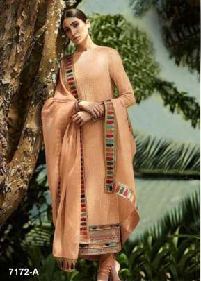 Inayat Heavy Faux Georgette With Embroidery Work Designer Suit Orange Color DN 7172