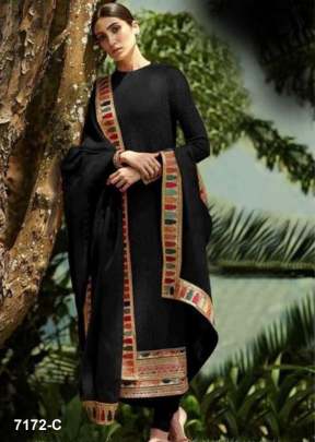 Inayat Heavy Faux Georgette With Embroidery Work Designer Suit Black Color DN 7172