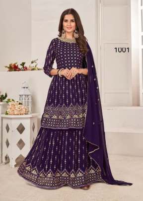 Kaira Blooming Faux Georgette With Sequence And Embroidery Work Palazzo Suit Wine Color DN 1001