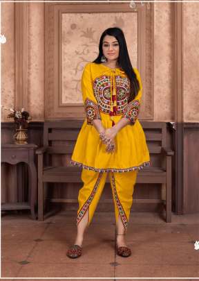 Kediya Vol 1 With Magic Slub Cotton Traditional Garba Collection Yellow Color 