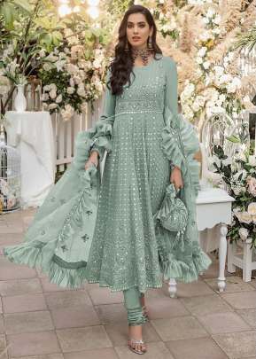 LFH Faux Georgette Embroidery Work Pakistani Suit Jet Stream Color DN 102