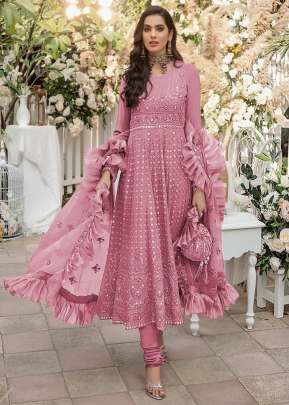 LFH Faux Georgette Embroidery Work Pakistani Suit Pink Color DN 102